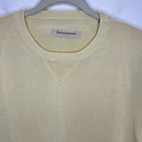 TOMMY BAHAMA MENS XL 100% COTTON SWEATER KNIT PULLOVER PALE YELLOW - Picture 2 of 7